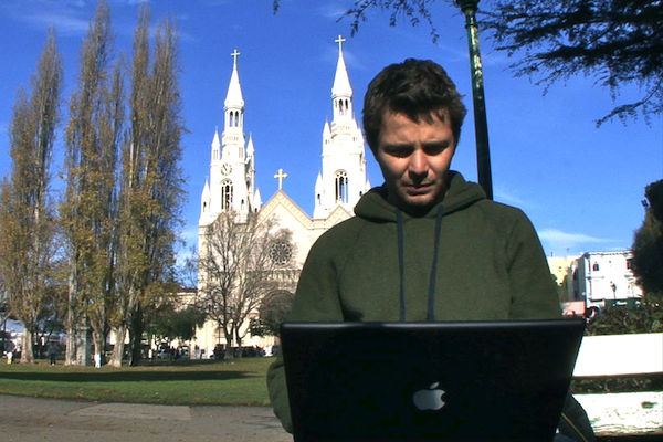 Craigslist Joe in front of church