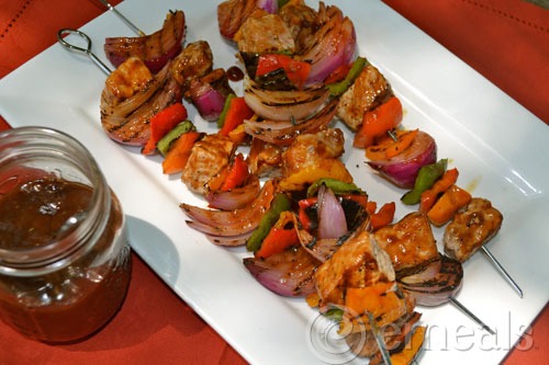 pork and veggie skewers