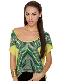 WkShp Geo Inception Chartreuse Top
