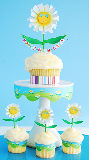 Birth-Daisy cupcake craft