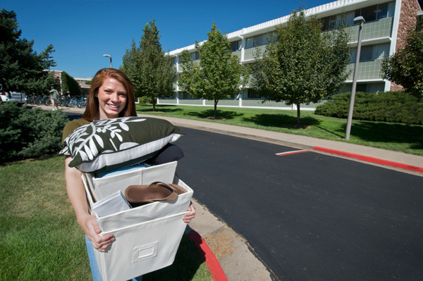 College girl moving into the dorm