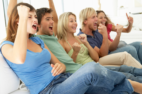 Friends watching sports