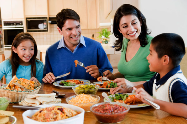 Family eating dinner