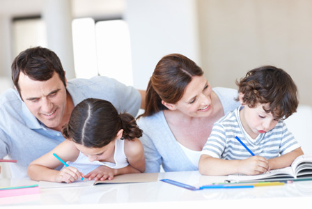 Family writing story together