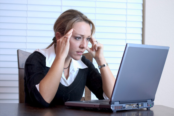 Frustrated woman at work
