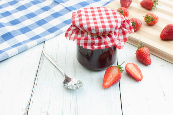 Strawberry jam in a jar