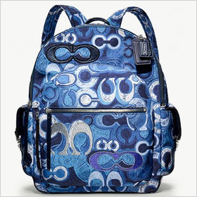 Coach Poppy Denim Print Backpack 