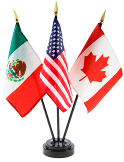 Mexican, American, Canadian flags