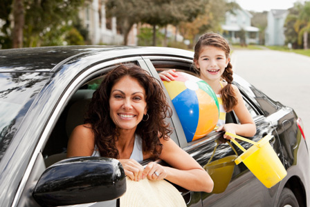 Mom in car with daughter