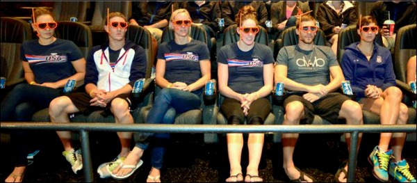 Olympic swimmers watch Finding Nemo 3D