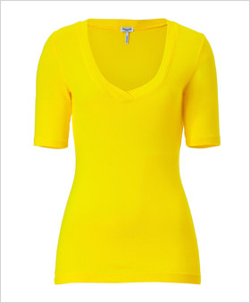 bright yellow V-neck tee 