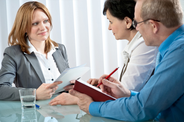 Woman on a job interview