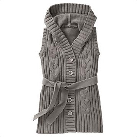 hooded cable-knit sweater ves