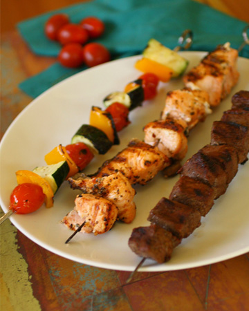 Sunday Dinner: Land, sea, and veggie kabobs