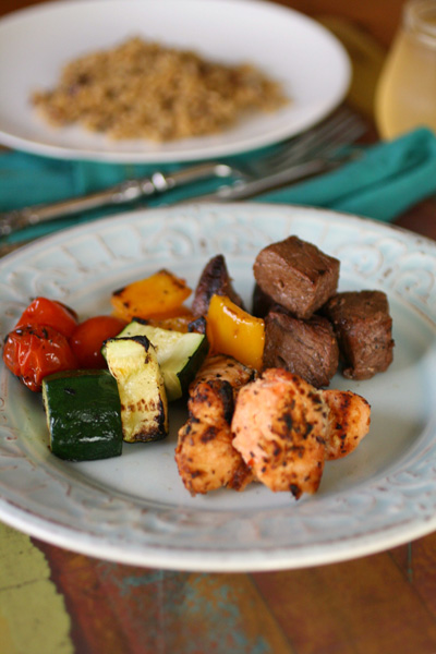 Sunday Dinner: Land, sea, and veggie kabobs