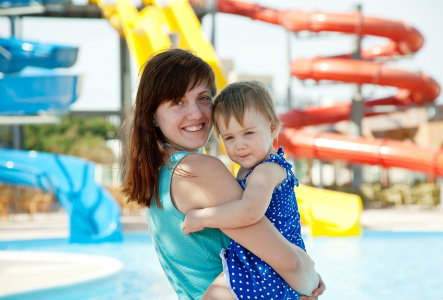 Toddler and mom at the waterpark