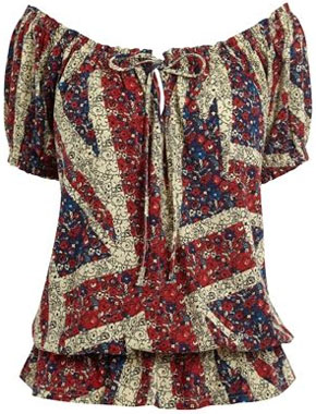 Union Jack bumble hem top