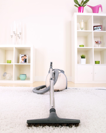 A carpet that has been vacuumed