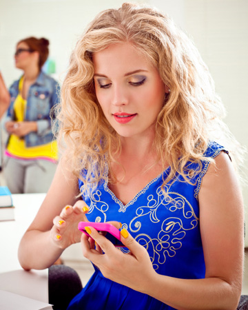 Woman on Facebook in office