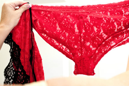 Woman shopping for underwear