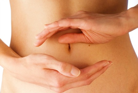 Pregnant woman with stretch marks