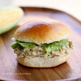 Slow cooker chicken Caesar sandwiches