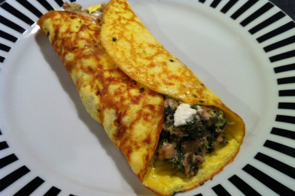 Goat cheese and avocado omelette