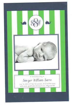 Anya Sarre's baby announcement