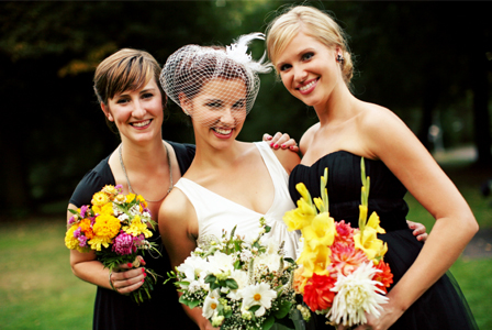 Bride with bridesmaids