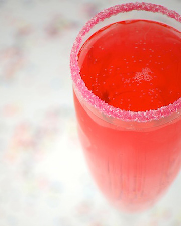 Pink cotton candy champagne cocktail