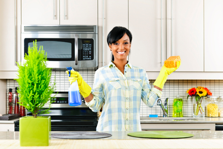 girl cleaning room