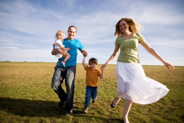 family outside having fun