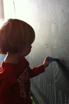 Garage chalk wall
