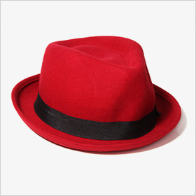 red wool fedora