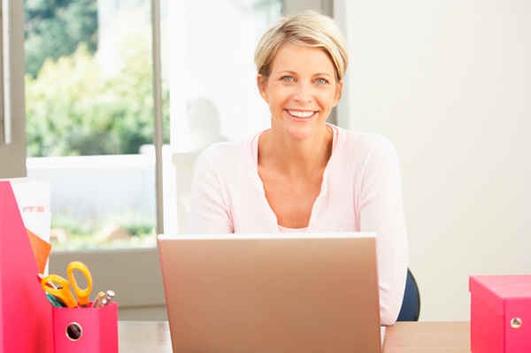 woman on computer