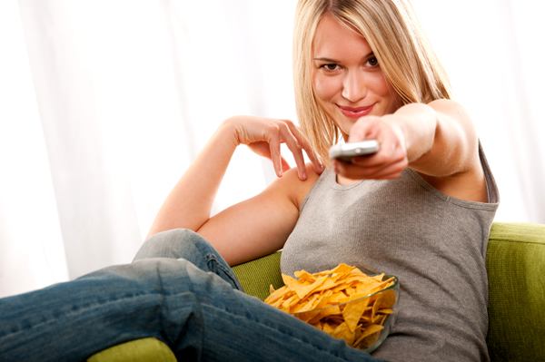 woman watching tv