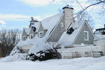 Roof covered in snow