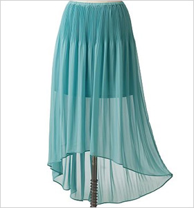 pleated chiffon hi-low skir