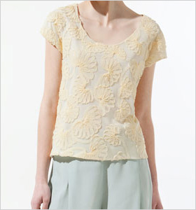 light yellow embroidered top