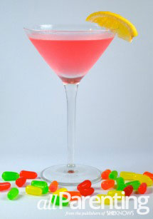 Mike and Ike strawberry sparkling cocktail