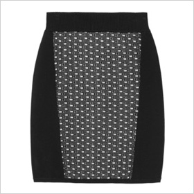 Black and white jersey mini skirt