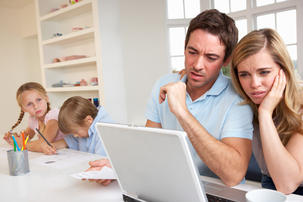 Couple looking at finances