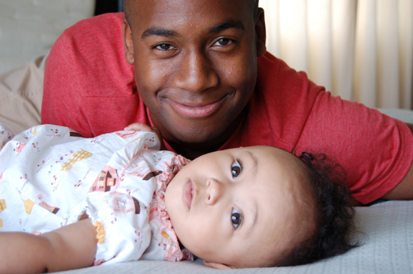 Dad with infant daughter