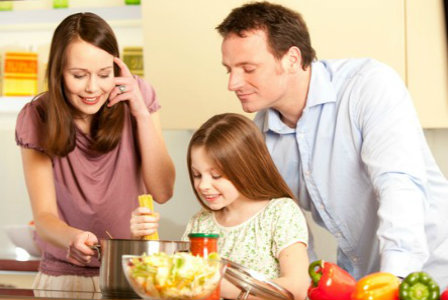 Family cooking a meal