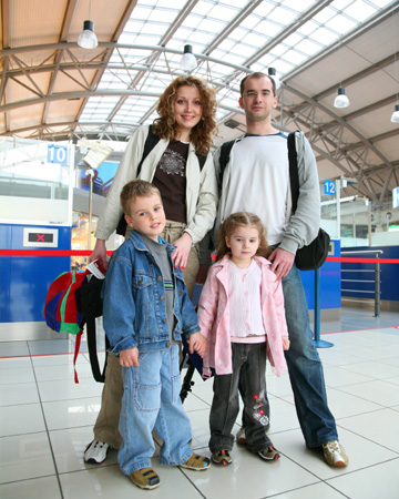 family in airport