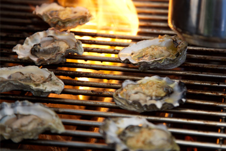 Grilled oysters with garlic butter
