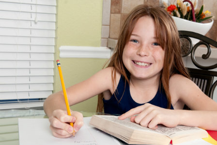 Girl doing homework