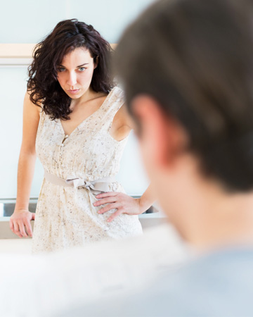 Mad woman looking at boyfriend