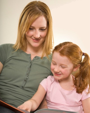 Mom homeschooling her daughter