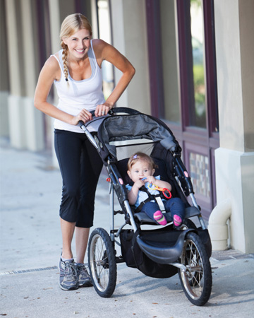 New mom running with stroller